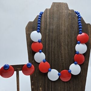 1987 Avon Colorworks Necklace Earrings Jewelry Set Pierced Fashion Costume Vtg